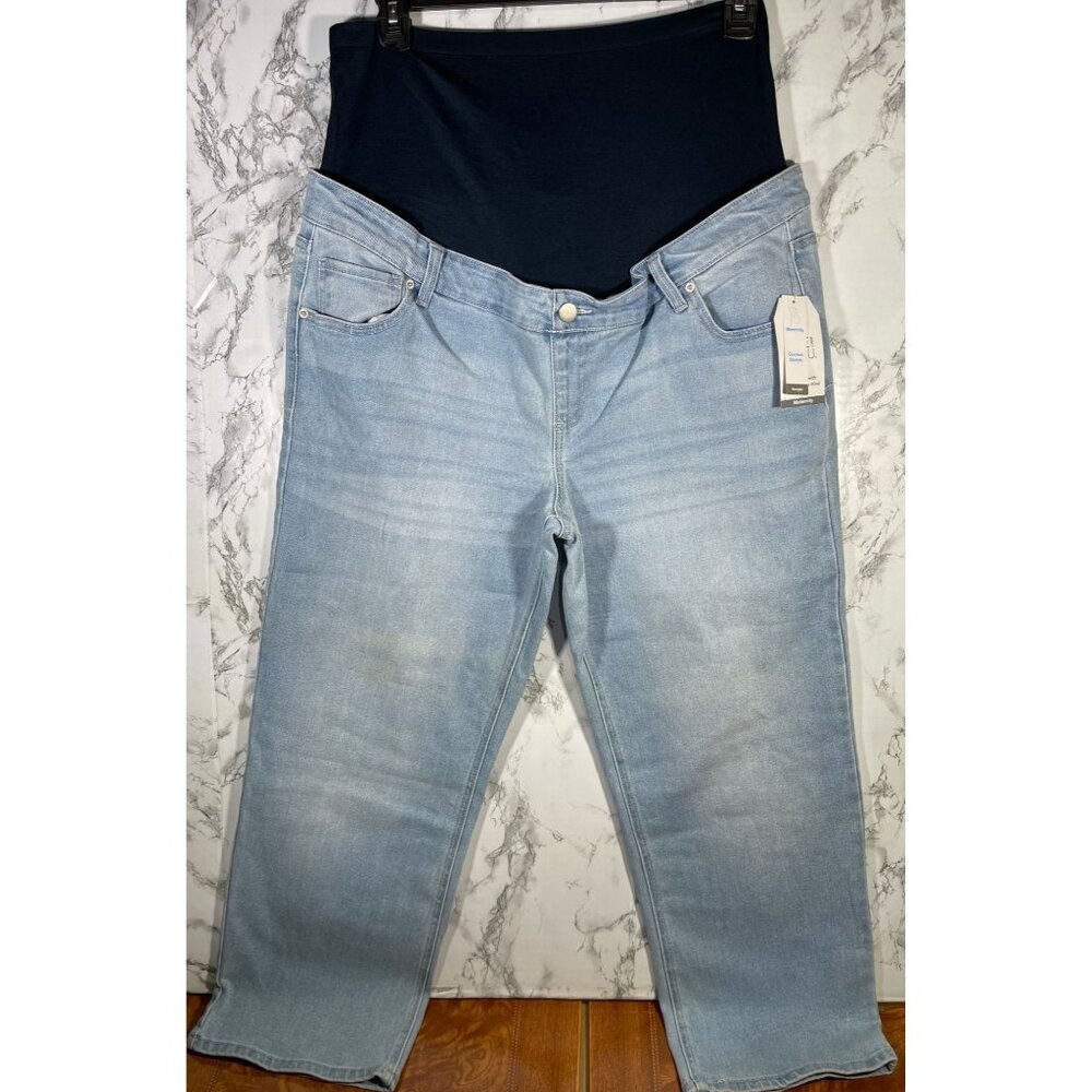 Time And Tru Maternity Straight Jeans Light Wash XL (16-18) Cotton Blend Comfort